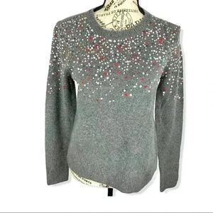 Halogen Grey Palletted Wool pullover Sweater